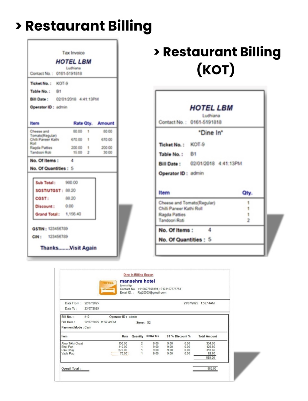 Restaurant Billing